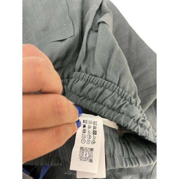 Zara Womens Linen Pants Medium M Trousers Grren Wide-Leg 5070/130 NWT - Picture 11 of 14